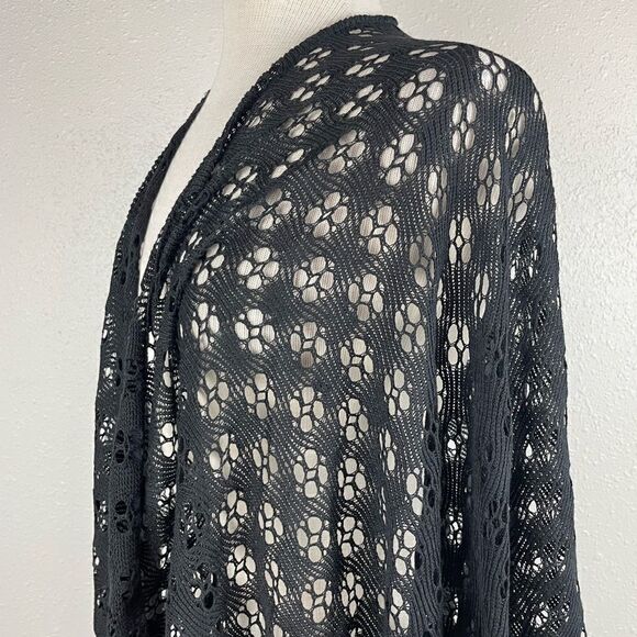 Envision Studio Black Loose Knit Cardigan Sweater Wrap One Size Fits All EUC - Picture 6 of 7